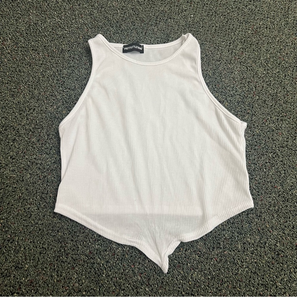 PRETTYLITTLETHING White Triangle Handkercheif Racer Back Tank Top Shirt Top Sz S - Picture 5 of 16